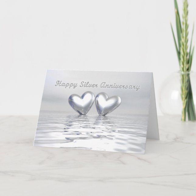 Carte Coeurs de l'anniversaire d'argent (Devant)