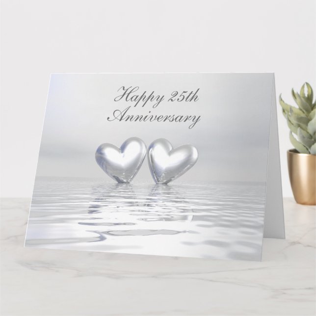 Carte Coeurs de l'anniversaire d'argent (Petite plante)