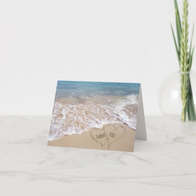 Carte Coeurs de plage mariage Merci (Devant)