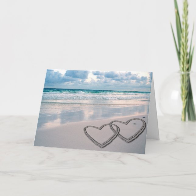 Carte Coeurs dessinés dans le sable (Devant)