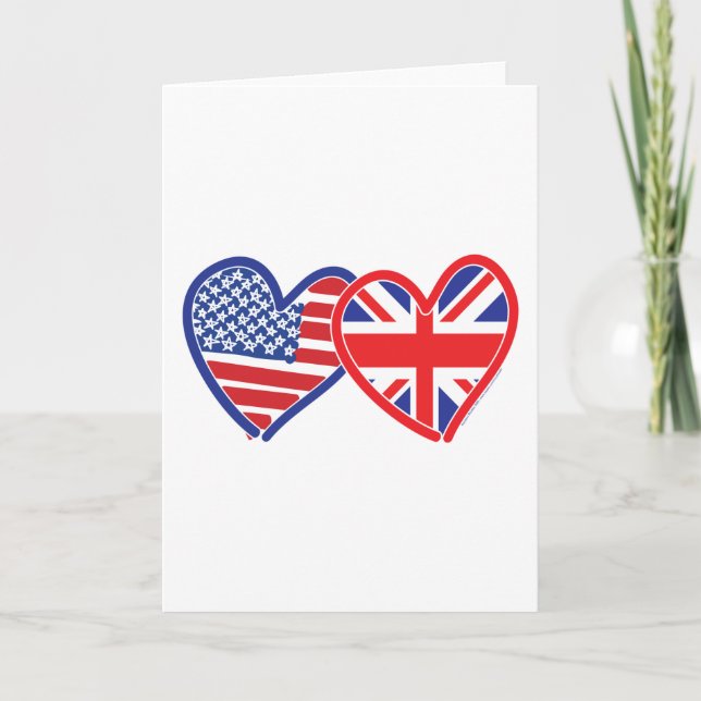 Carte Coeurs du drapeau américain/Union Jack (Devant)
