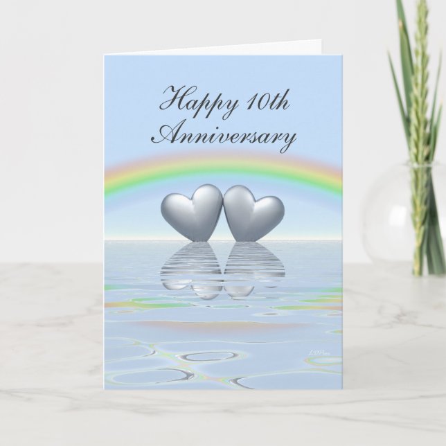 Carte Cœurs en fer-blanc pour 10e anniversaire (Devant)