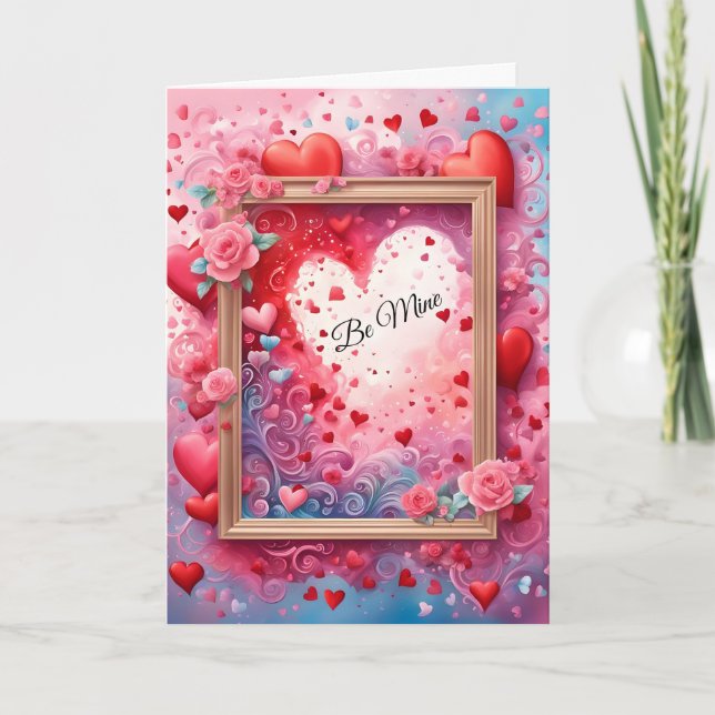 Carte Coeurs encadrés Valentine (Devant)
