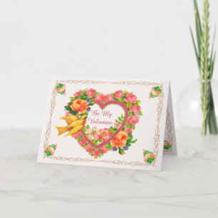 Carte Coeurs et Rose Fancy Romance Valentine Card