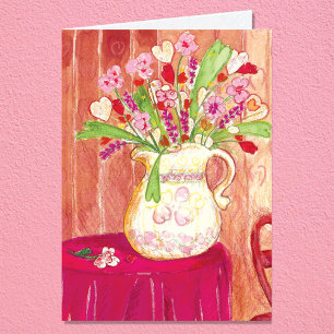 Carte Coeurs Floral peinture Joyeuse fête des mères