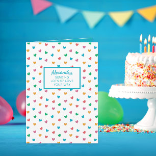 Carte Coeurs mignons Nom personnalisé Anniversaire ou to