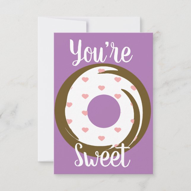 Carte Cœurs modernes de Saint-Valentin Donut Glaçage Vio (Devant)