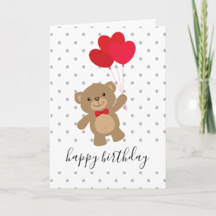Carte Coeurs Ours Teddy Balloon personnalisé bébé