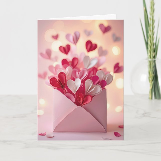 Carte Coeurs Papier Anniversaire En Enveloppe (Devant)