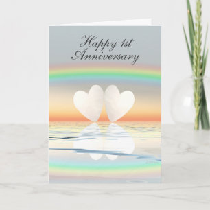 Carte Coeurs papier du 1er anniversaire
