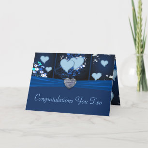 Carte Coeurs romantiques dans Congrats floral bleu