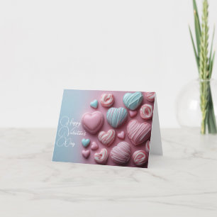 Carte Coeurs rose et bleu Salutation de Saint Valentin