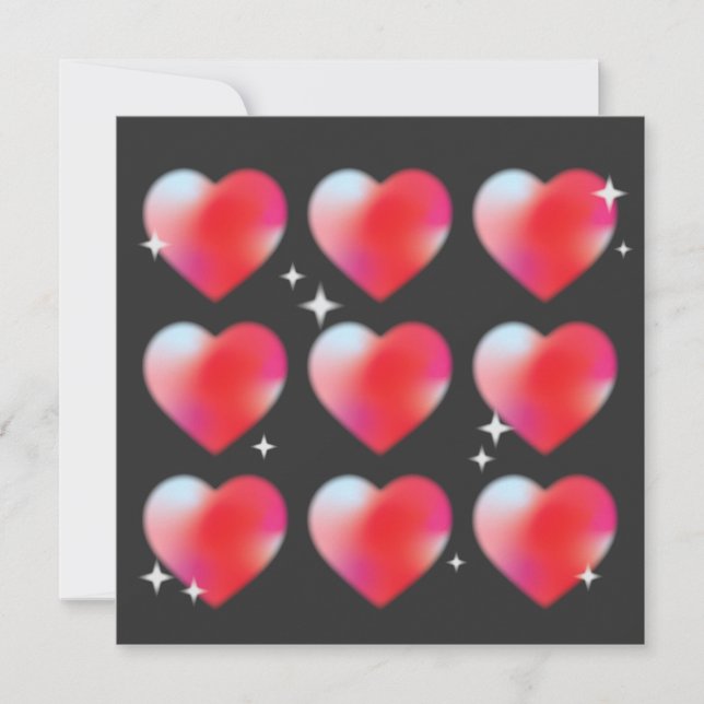 Carte Coeurs rouges amour romantique, Saint Valentin (Devant)