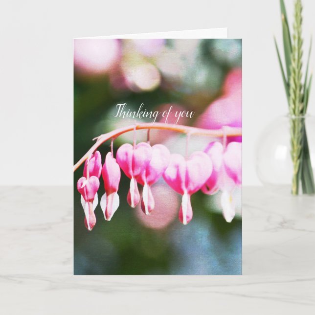 Carte Coeurs saignants Fleurs de fleurs roses photograph (Devant)