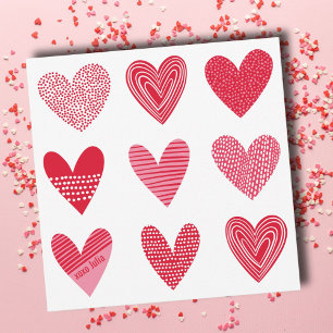Carte Coeurs texturés mignons en rose et rouge