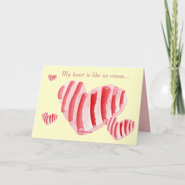 Carte Coeurs Valentine Crème de glace (Devant)