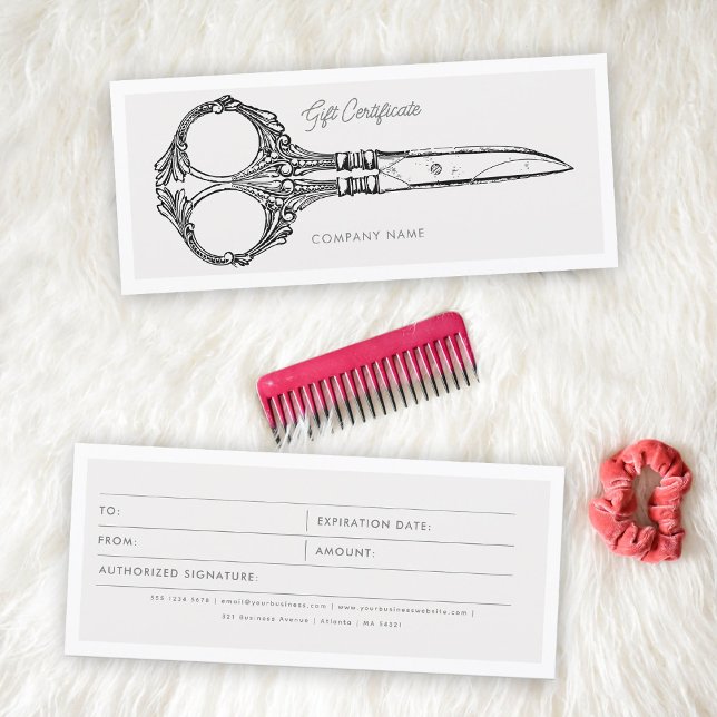 Carte Coiffeur Coiffeur Salon Certificat cadeau (Hairdresser Hair Salon Gift Certificate Voucher)