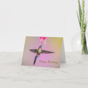 Carte Colibri à longue queue volant heureux anniversaire
