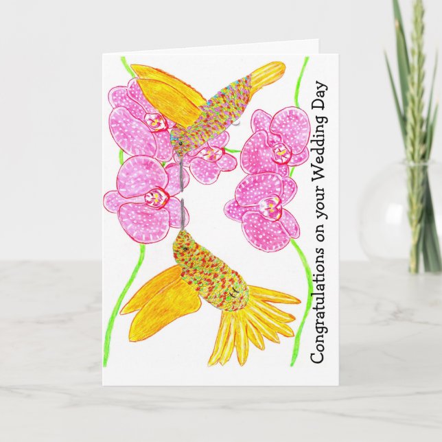 Carte Colibri aimant Jour de mariage  (Devant)
