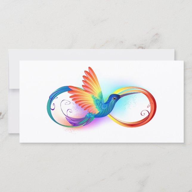 Carte Colibri arc-en-ciel avec symbole Infinity (Devant)