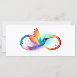 Carte Colibri arc-en-ciel avec symbole Infinity