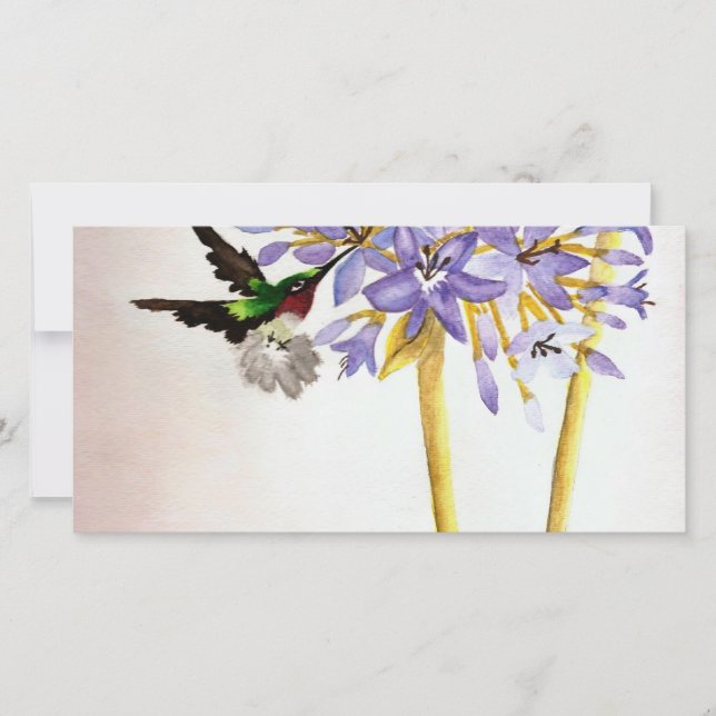 Carte Colibri et fleurs (Devant)