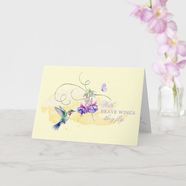 Carte Colibri et papillon inspirant (Orchidée)