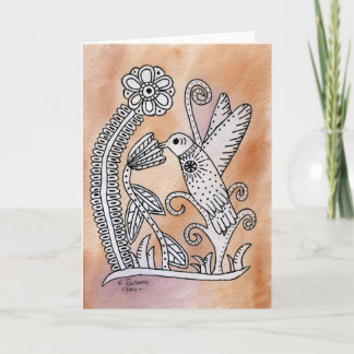 Carte Colibri, style écorce mexicaine