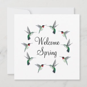 Carte Colibris à gorge rubis Bienvenue au Printemps
