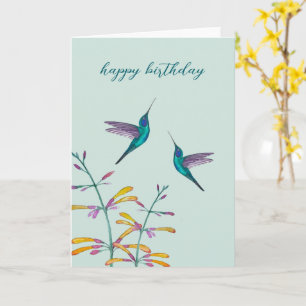 Carte Colibris à oreilles violettes mexicains et fleurs
