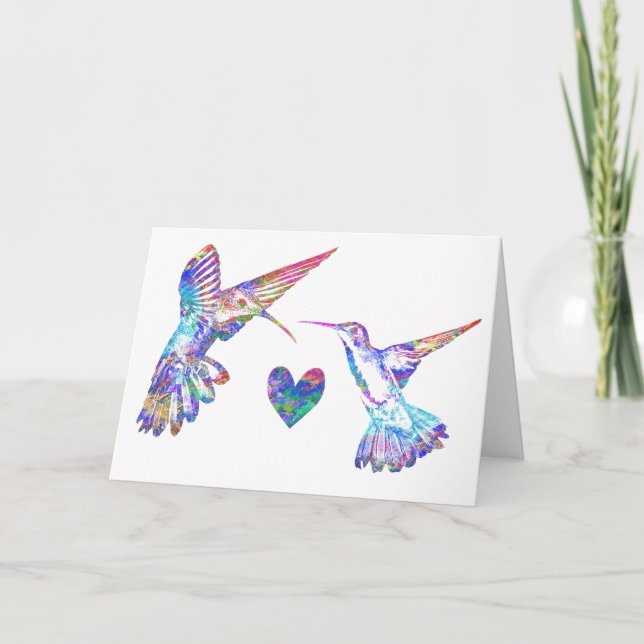 Carte Colibris et cœur (Devant)
