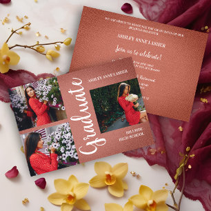 Carte Collage Brown Trois photos Textes de graduation