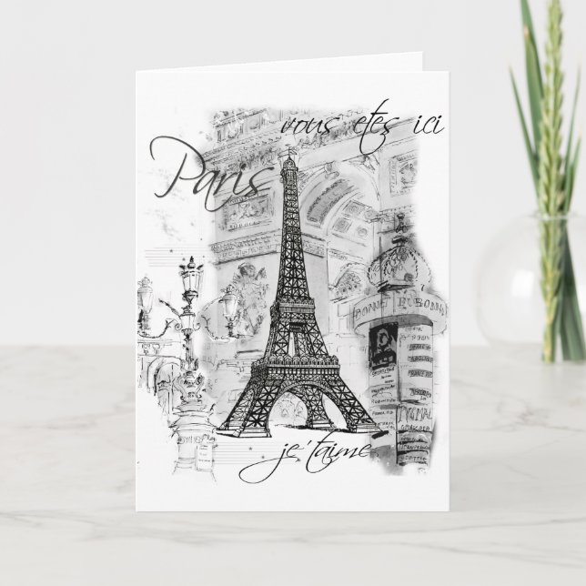 Carte Collage de la Tour Eiffel à Paris (Devant)