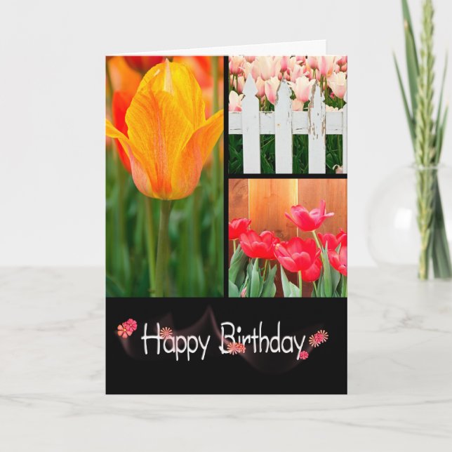 Carte Collage de la tulipe d'anniversaire (Devant)