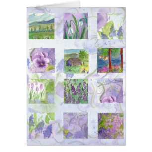 Carte Collage de peinture à l'aquarelle Lavender