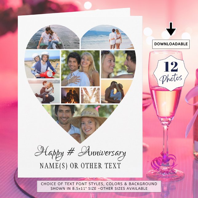 Carte Collage de photos du coeur - Anniversaire du scrip (Créateur téléchargé)