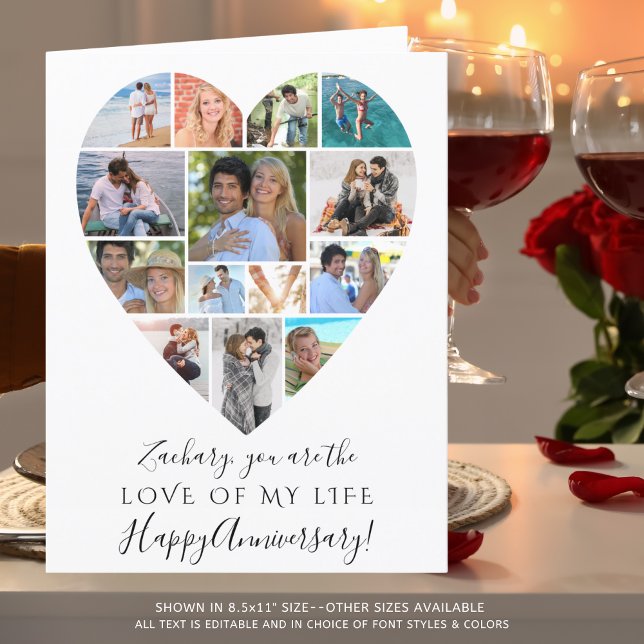 Carte Collage de photos du coeur Anniversaire du texte p (Créateur téléchargé)
