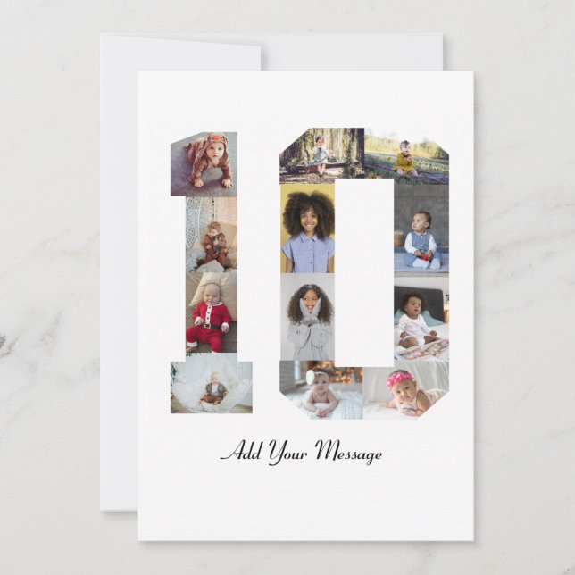 Carte Collage de photos du numéro 10 (Devant)