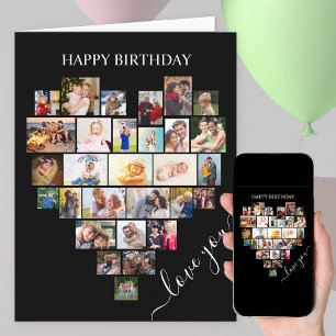 Carte Collage de photos en forme de cœur avec texte d'am