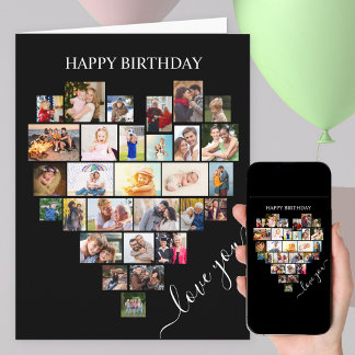 Carte Collage de photos en forme de cœur avec texte d'am