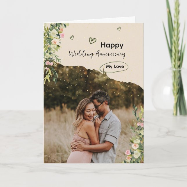 Carte Collage de photos florales Bonne fête Mariage (Devant)