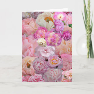 Carte Collage de pivoine rose joli 