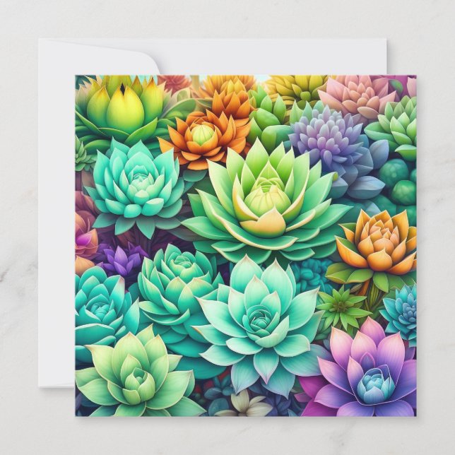 Carte Collage de succulents colorés (Devant)