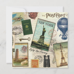 Carte collage de voyage vintage moderne