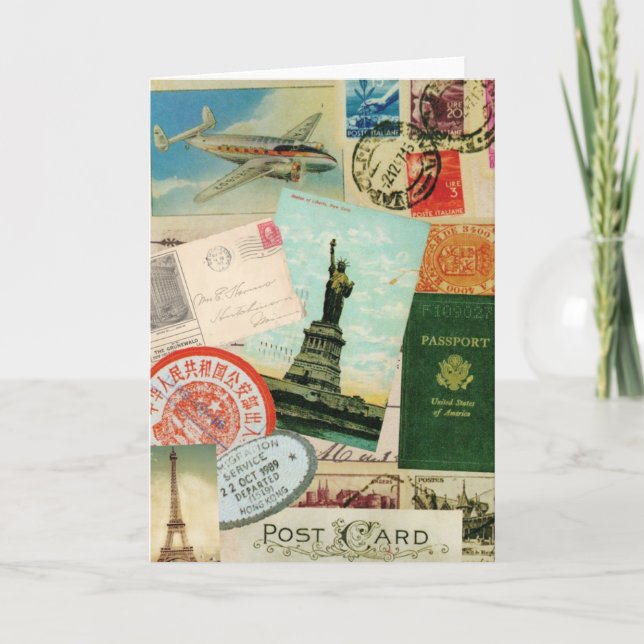 Carte collage de voyage vintage moderne (Devant)