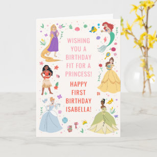 Carte Collage floral d'anniversaire Disney Princess
