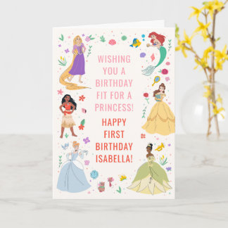Carte Collage floral d'anniversaire Disney Princess