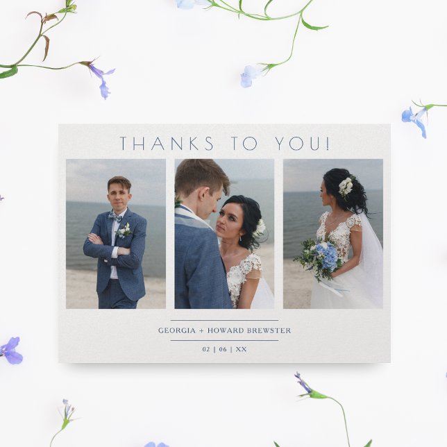 Carte Collage moderne 3 Photos Mariage Script minimalist (Créateur téléchargé)