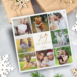 Carte Collage moderne élégant 8 Photos Famille Noël