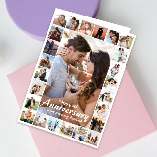 Carte Collage personnalisé de l'anniversaire du mariage 